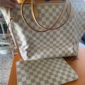 Louis Vuitton Cream and Gray Checkered Tote